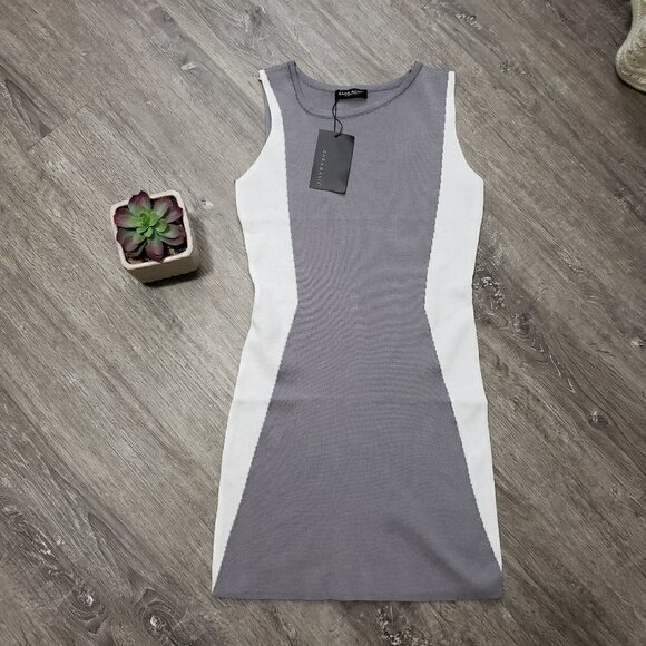 Zara Basic Colour Block Sweater Knit Bodycon Dress - Picture 1 of 7